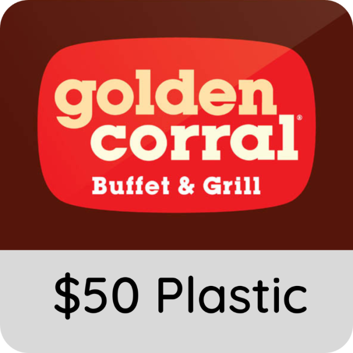 $50.00 Golden Corral Plastic Gift Card