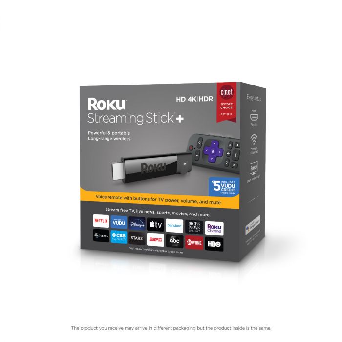Roku Streaming Stick+ HD/4K/HDR Streaming Device with Long-range Wireless and Voice Remote with TV Controls